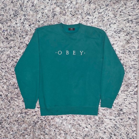 Retro Unisex Obey Embroidered Oversized Sweatshirt - Picture 1 of 5